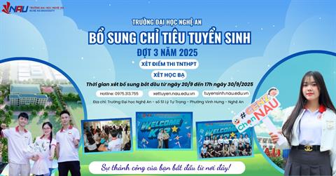 Trường Đại học Nghệ An thông báo điểm xét tuyển đại học chính quy – đợt 3 năm 2025 
